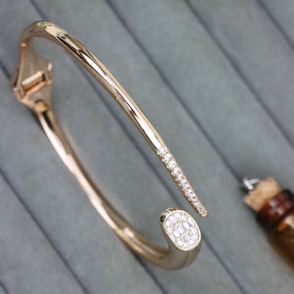 Rose Gold Designer Bangle with Diamond Accents, XPBL0599 - Picture 1 of 12